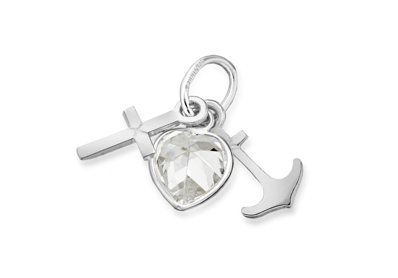 Sterling Silver Zirconia  Faith Hope and harity Pendant