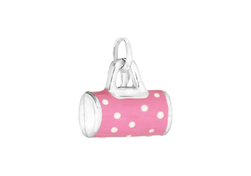 Sterling Silver Pink and White Polkadot Handbag Charm