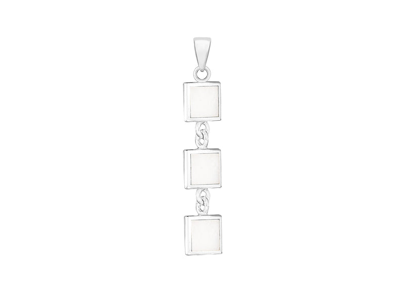 Sterling Silver Mother of Pearl Triple Square Pendant