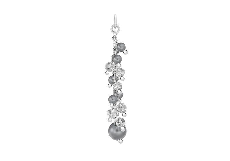 Sterling Silver Grey Pearls and White Beads Pendant