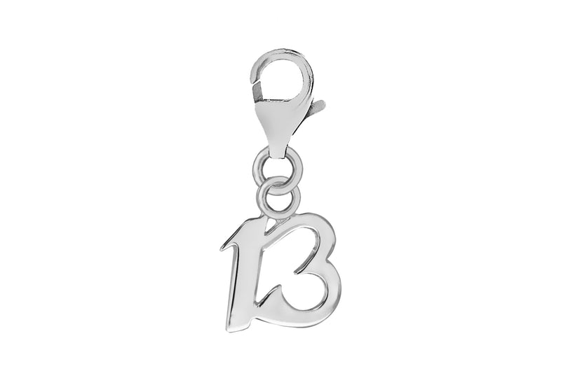 Sterling Silver '13' Lobster Clasp Charm