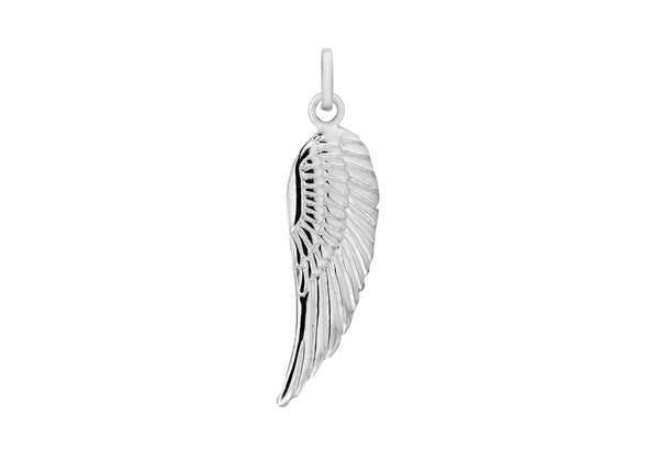 Sterling Silver 10mm x 35mm Angel Wing Pendant