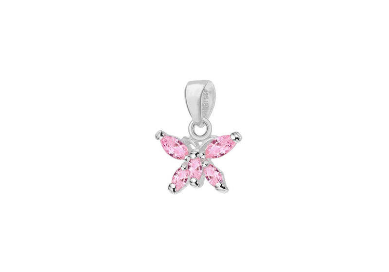 Sterling Silver Pink Zirconia Butterfly Pendant