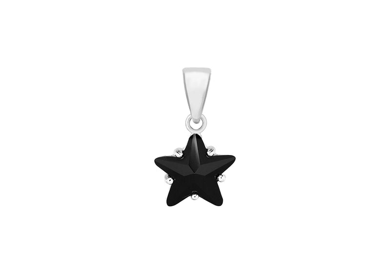 Sterling Silver Black Zirconia  Star Pendant