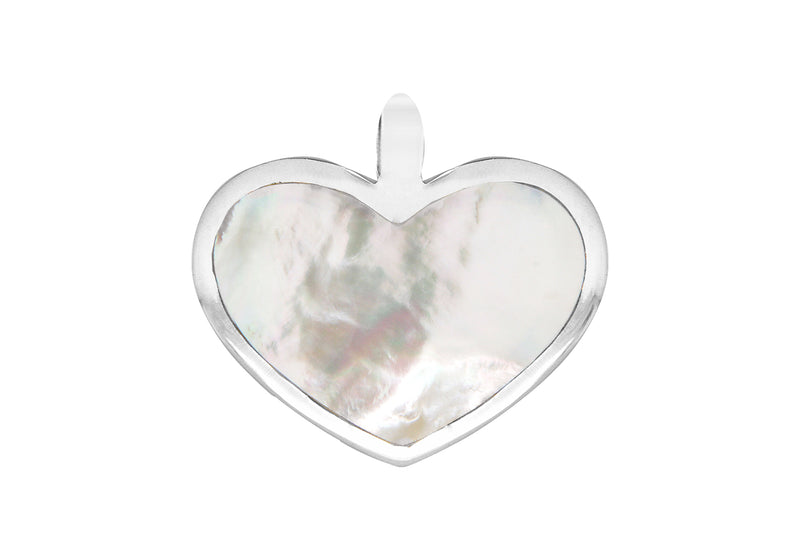 Sterling Silver Mother of Pearl 34mm x 30.6mm Heart Pendant