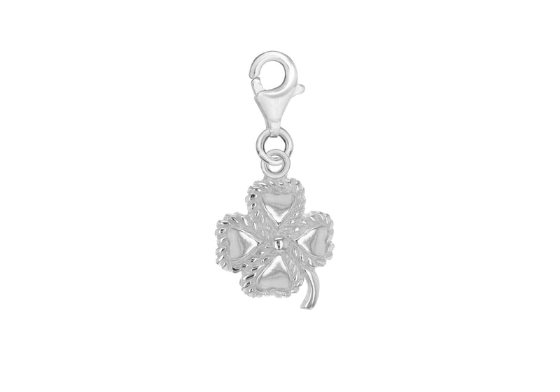 Sterling Silver 'Four Leaf Clover' Lobster-Clasp Charm