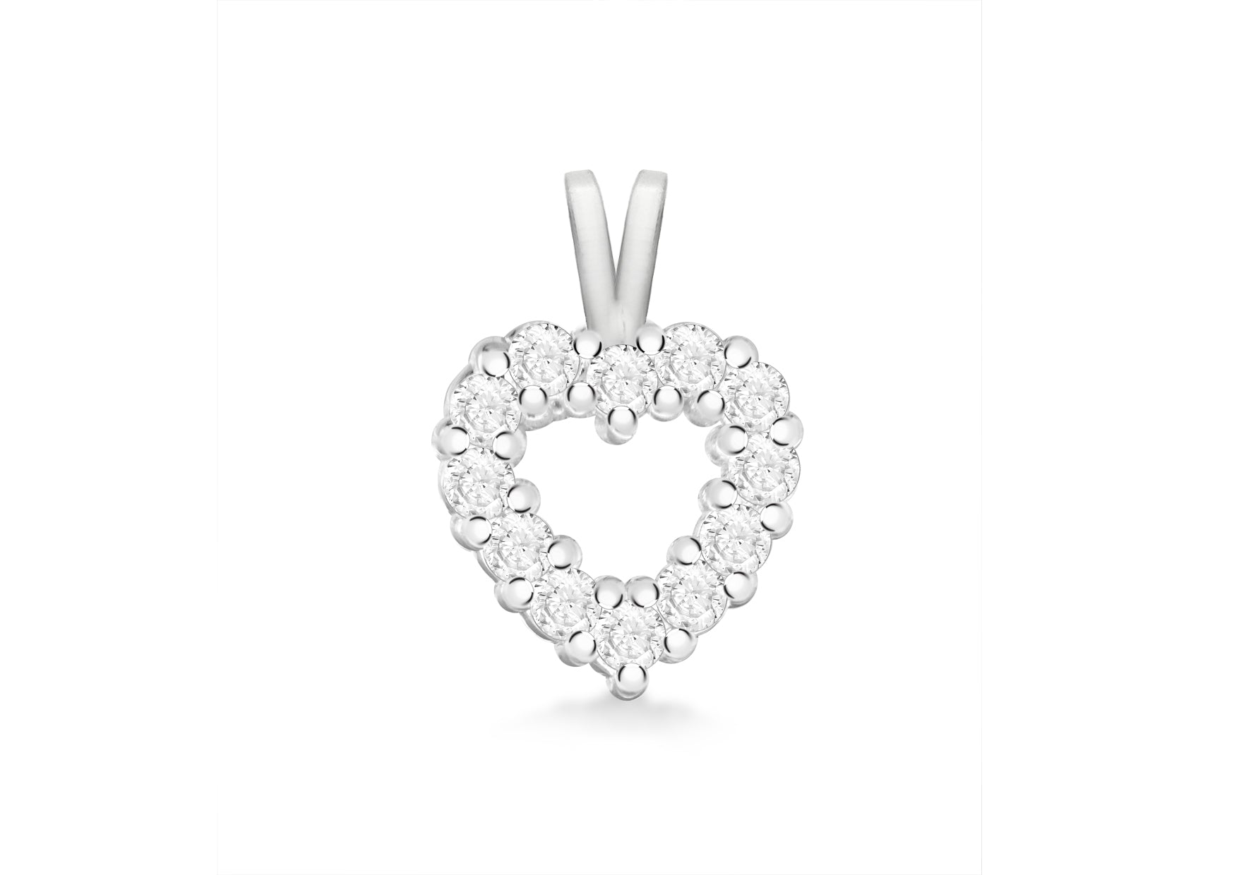Sterling Silver Zirconia  10mm x 17mm Heart Pendant