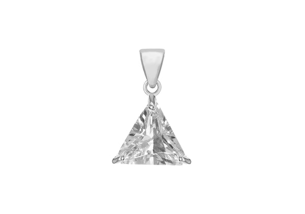 Sterling Silver 11mm x 10.3mm Triangle Zirconia  Pendant