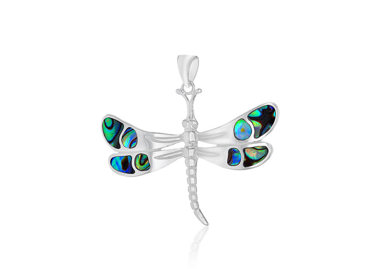 Sterling Silver Paua Shell Dragonfly Pendant