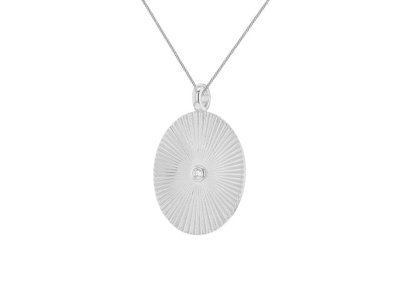 Sterling Silver White Zirconia Sunlight Disc Pendant