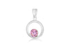 SILVER RND PINK Zirconia  DROP Pendant