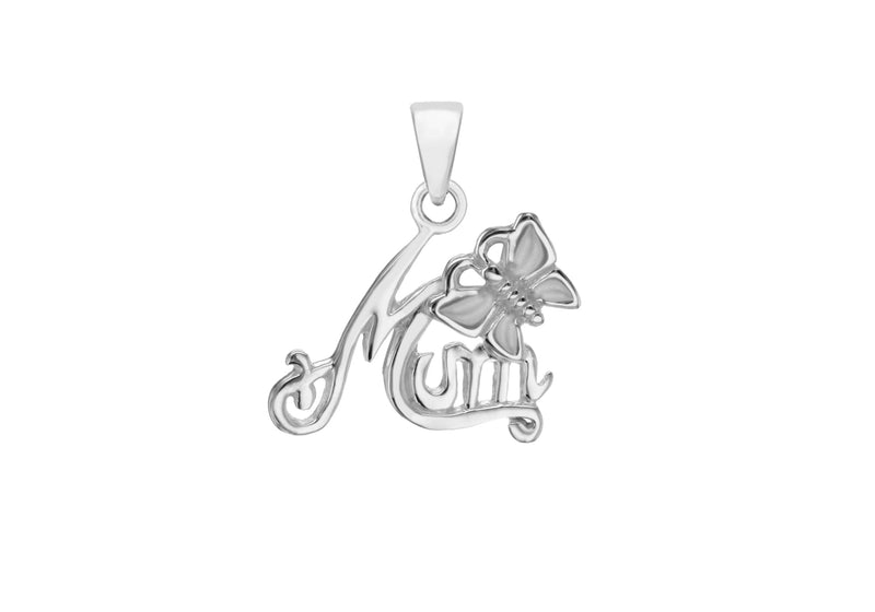 Sterling Silver 'Mum' Butterfly Pendant