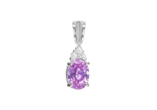 Sterling Silver White and Oval Lavender Zirconia  Stone Set Pendant