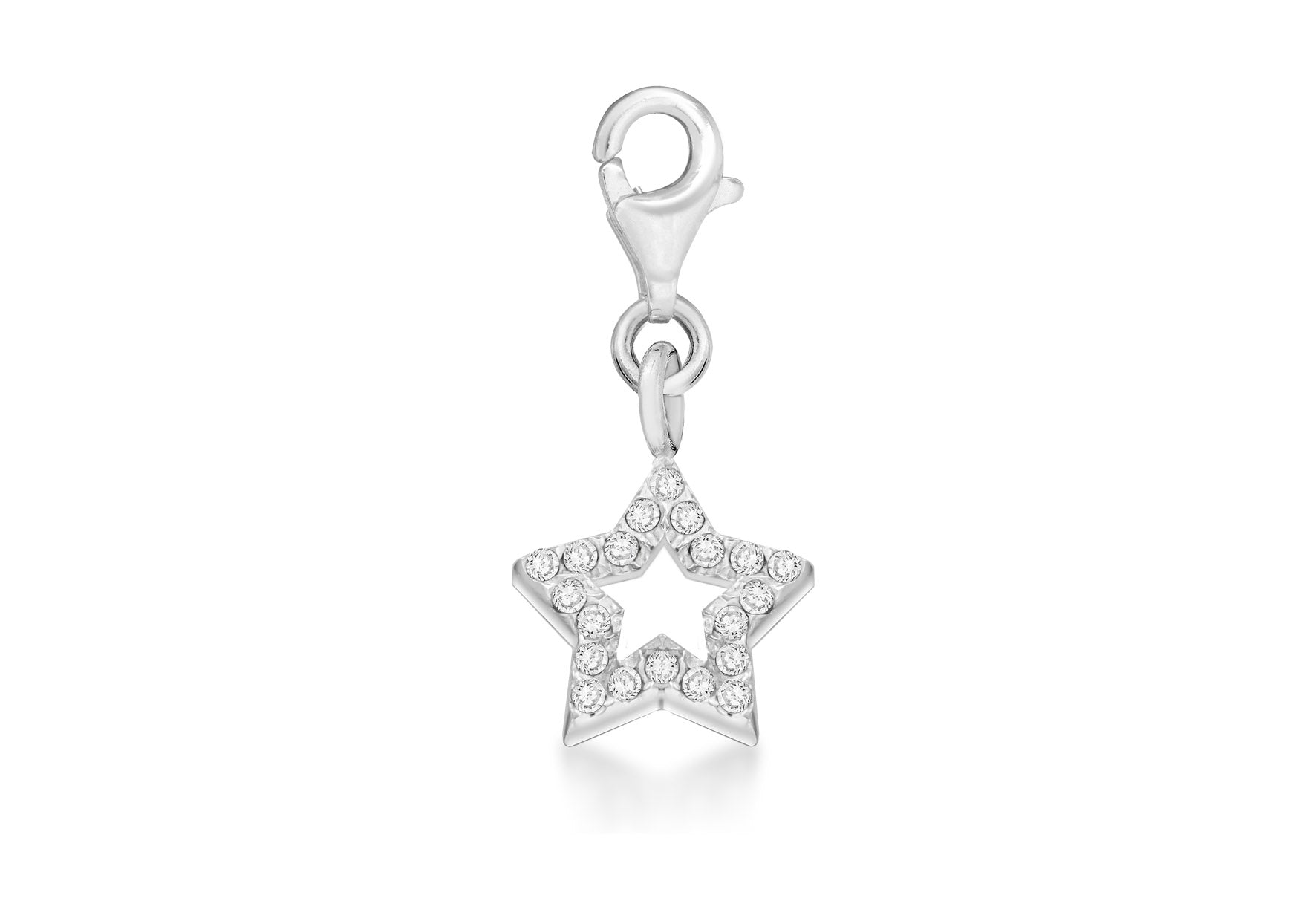 Sterling Silver Zirconia  11.9mm x 24.9mm Star Lobster-lasp Charm Pendant