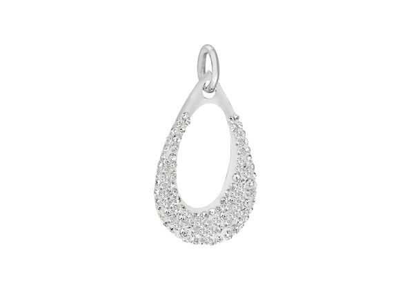 Sterling Silver Crystal 17mm x 32mm Teardrop Pendant