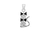 Sterling Silver Black & White Zirconia Cat Pendant