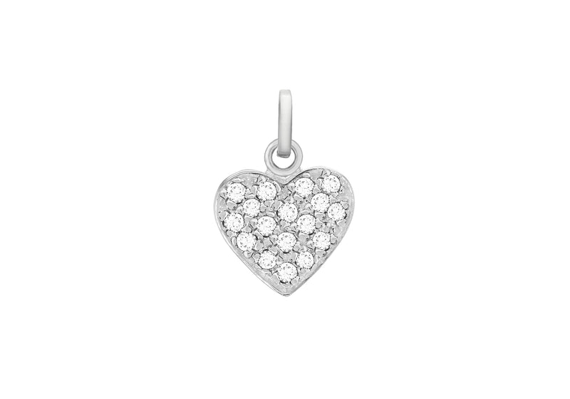 Sterling Silver Zirconia  Pave 11.8mm x 17.6mm Heart Pendant