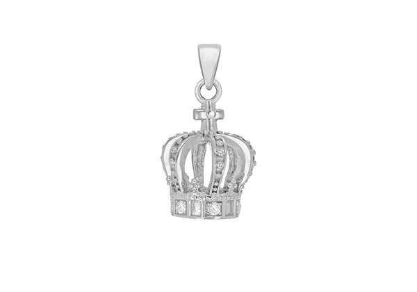 Sterling Silver Rhodium Plated Zirconia  14.4mm x 24.9mm rown Pendant
