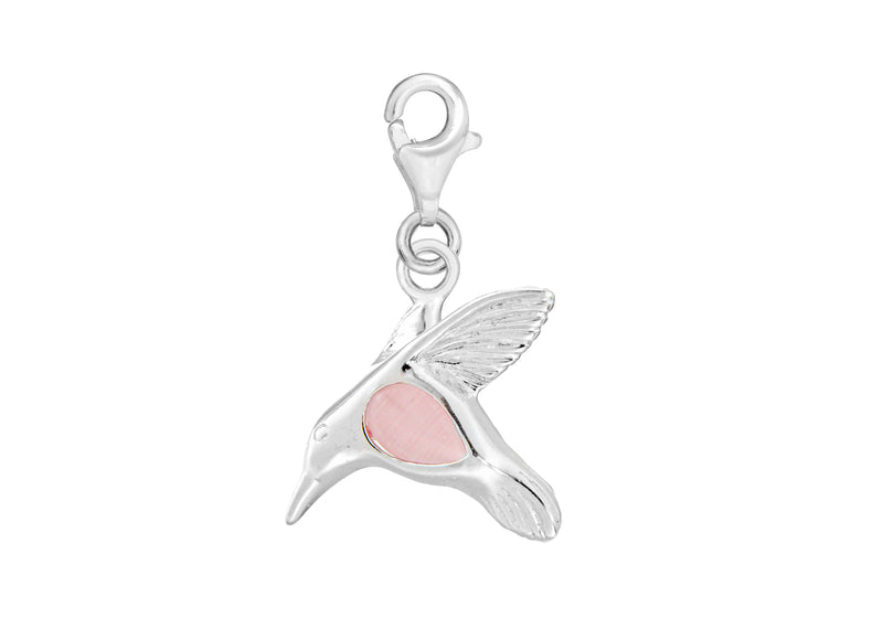 Sterling Silver Pink Hummingbird Lobster-Clasp Charm