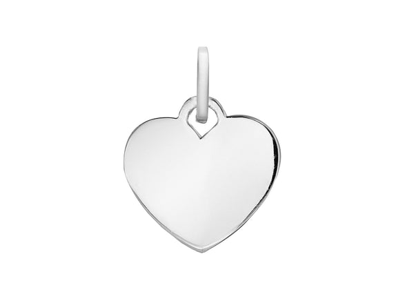 Sterling Silver 10.8mm x 18mm Plain Heart Pendant