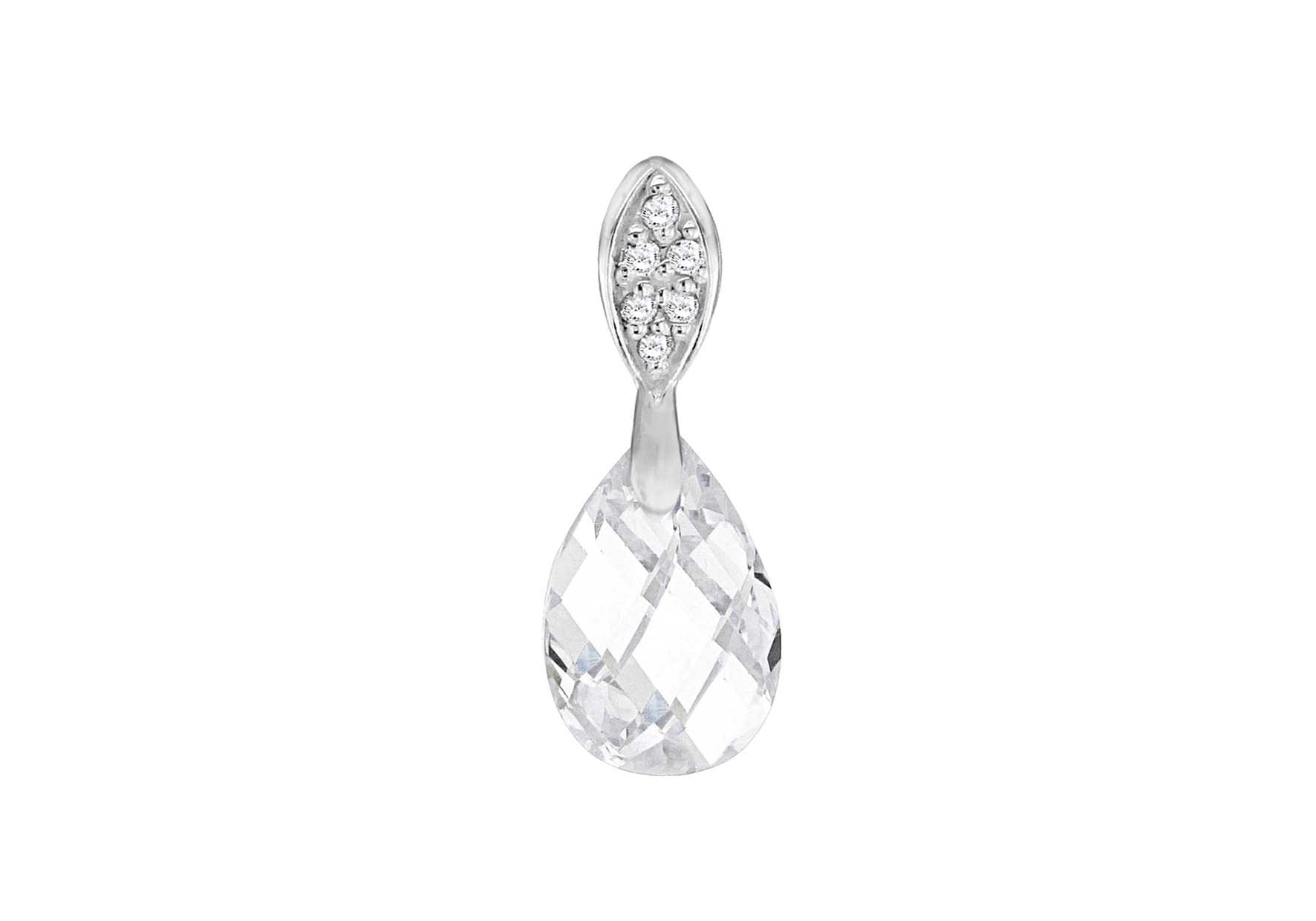 Sterling Silver Zirconia Facet Teardrop Pendant 