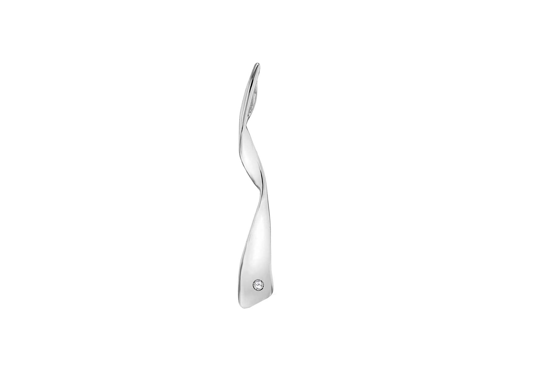 Sterling Silver Zirconia Twist Taper Drop Pendant 