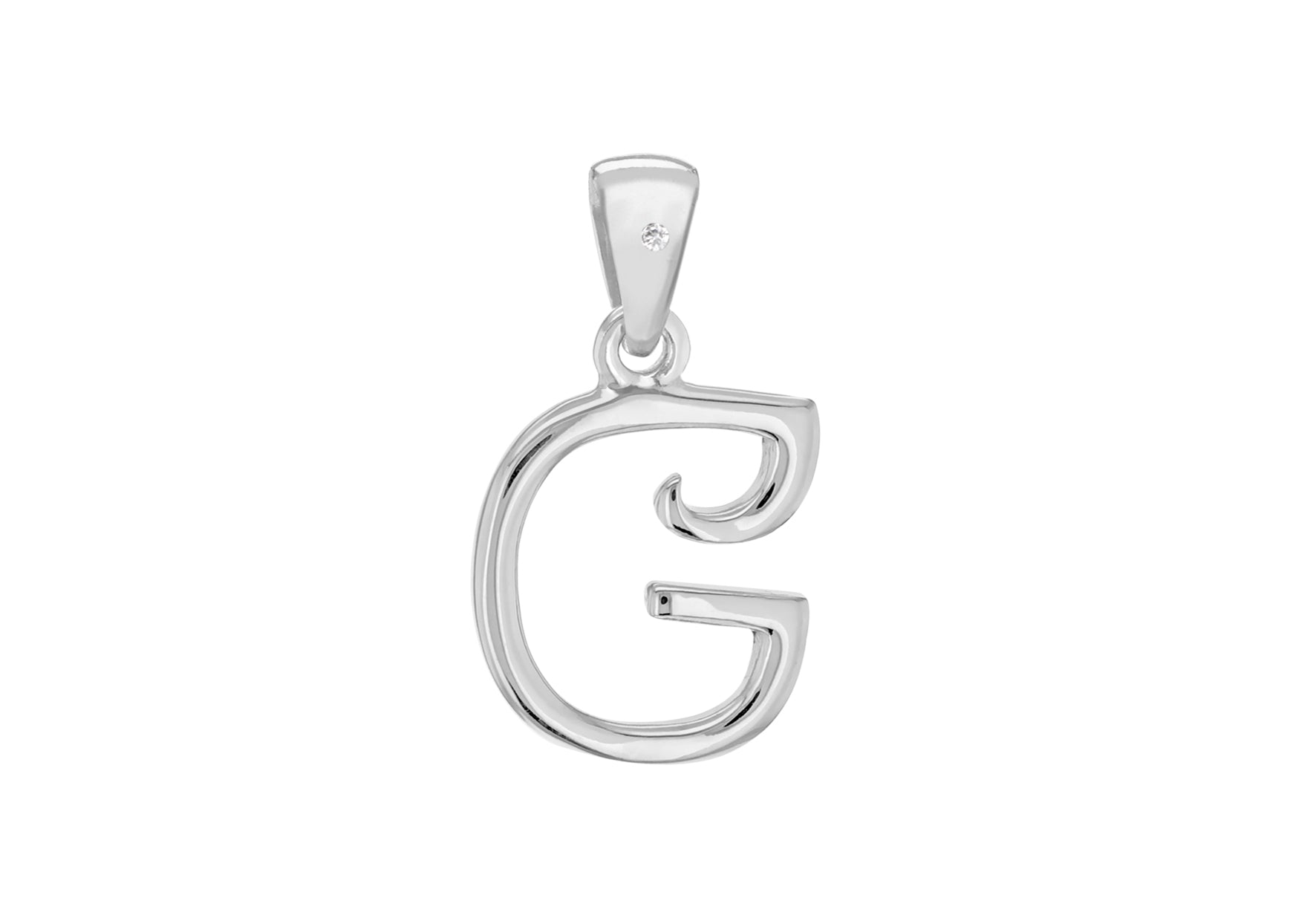 SILVER RHOD DIA G INITIAL Pendant