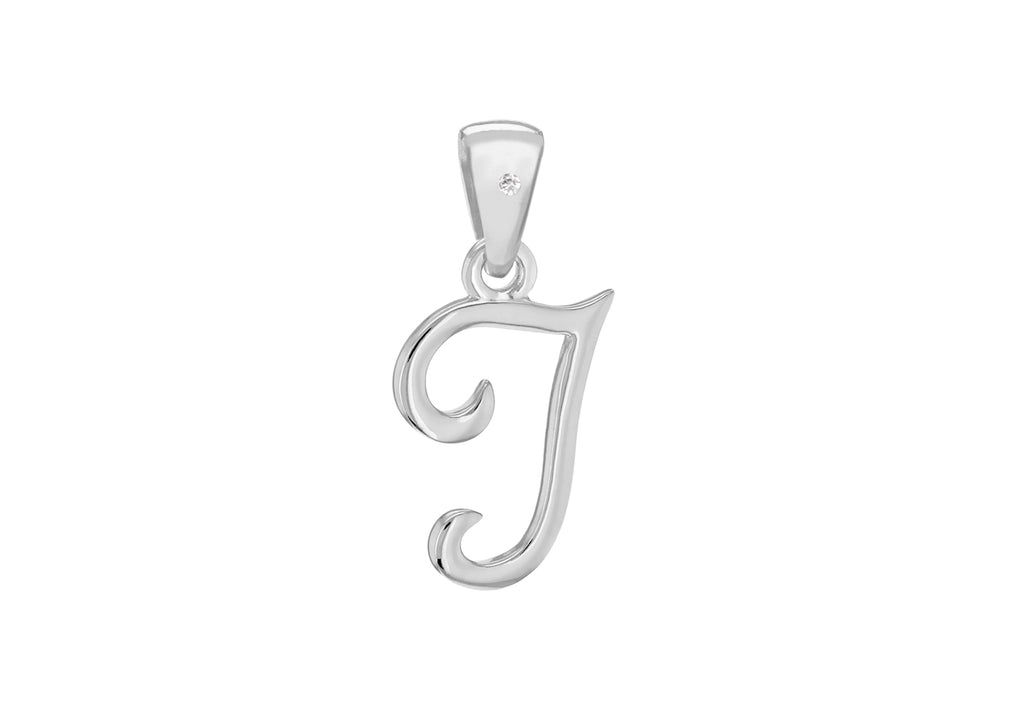 SILVER RHOD DIA J INITIAL Pendant
