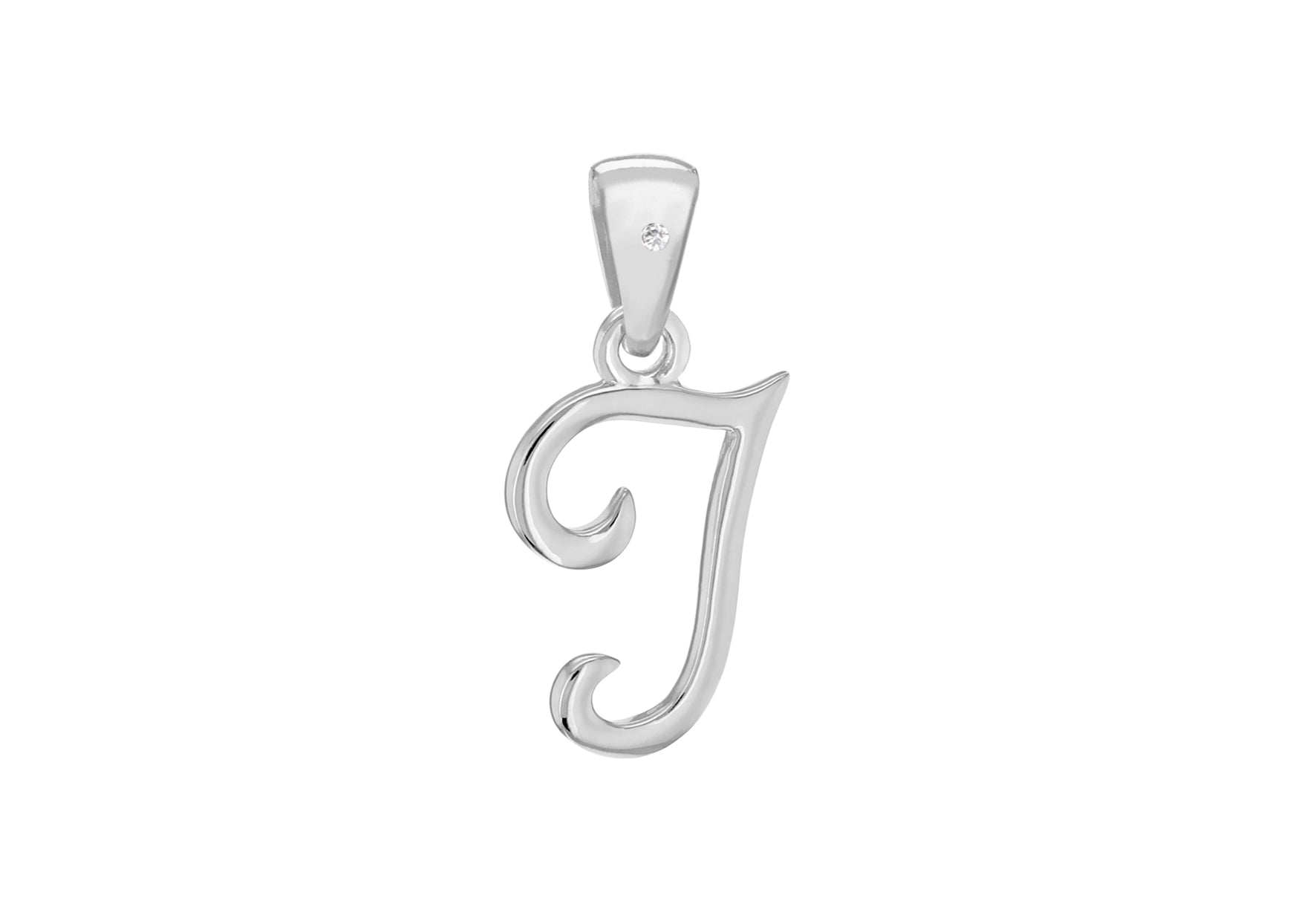 SILVER RHOD DIA J INITIAL Pendant