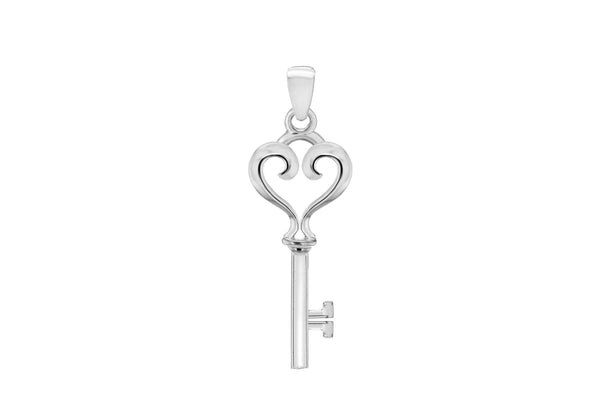 Sterling Silver 16.9mm x 47.8mm Key Pendant