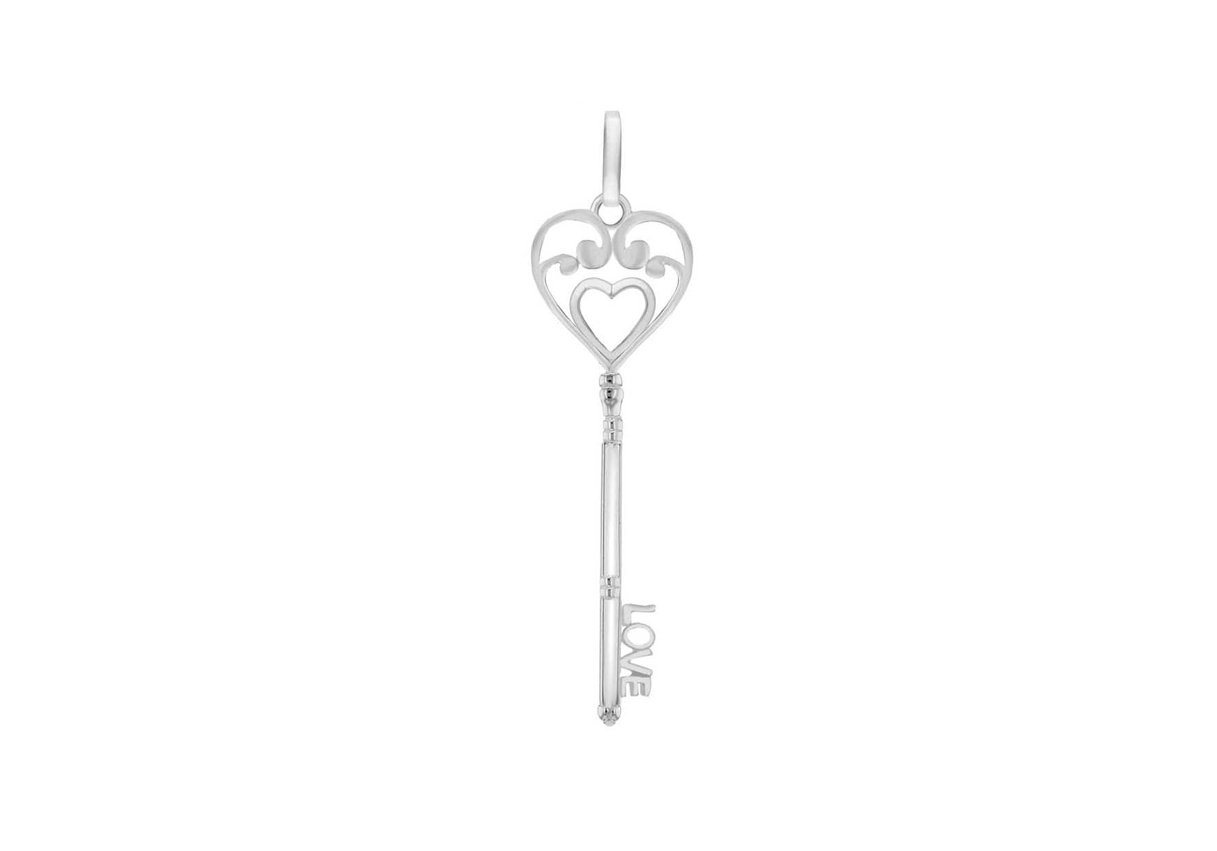 SILVER HEART LOVE KEY Pendant