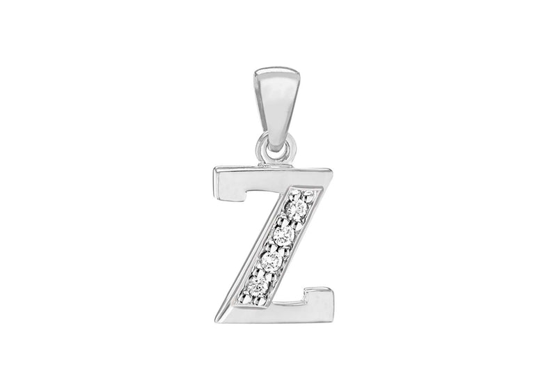 Sterling Silver Zirconia  9.8mm x 17.7mm 'Z' Initial Pendant