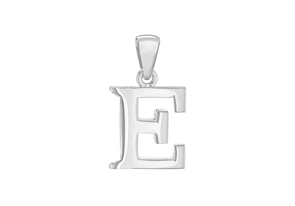 Sterling Silver 11.1mm x 20mm 'E' Initial Pendant