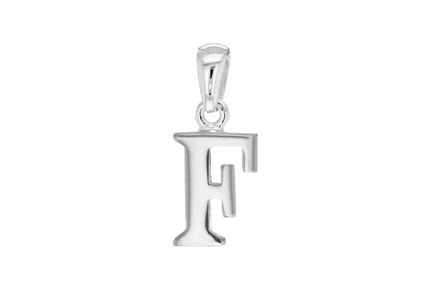 Sterling Silver 9mm x 19.4mm 'F' Initial Pendant