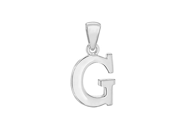 Sterling Silver 10.4mm x 20mm 'G' Initial Pendant