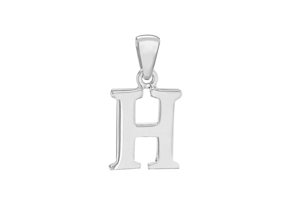 Sterling Silver 10.5mm x 20.3mm 'H' Initial Pendant