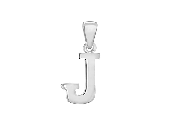 Sterling Silver 10.4mm x 21mm 'J' Initial Pendant