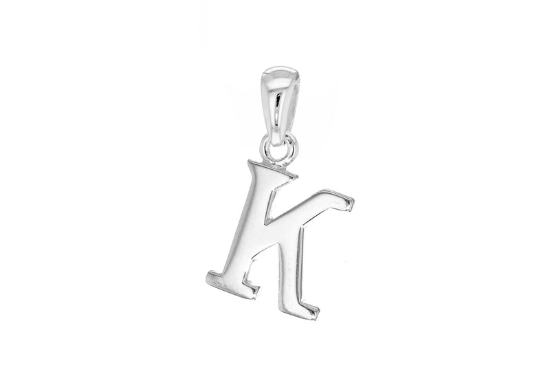 Sterling Silver 11.6mm x 20.5mm 'K' Initial Pendant