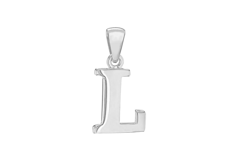 Sterling Silver 9.6mm x 20.5mm 'L' Initial Pendant