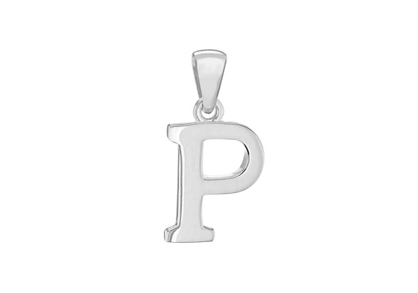 Sterling Silver 10.1mm x 20.2mm 'P' Initial Pendant