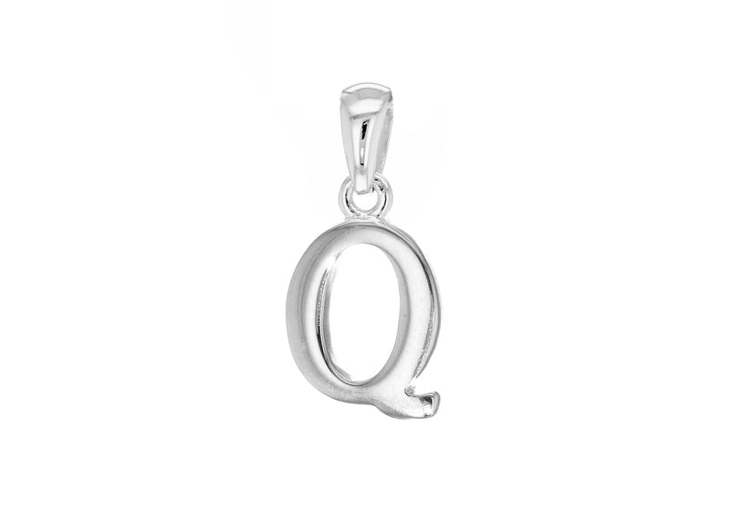 Sterling Silver 10.6mm x 20mm 'Q' Initial Pendant