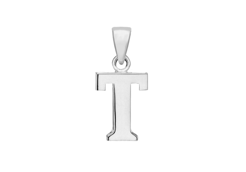 Sterling Silver 9.6mm x 20.4mm 'T' Initial Pendant