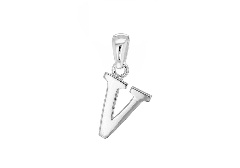 Sterling Silver 10.9mm x 20.3mm 'V' Initial Pendant