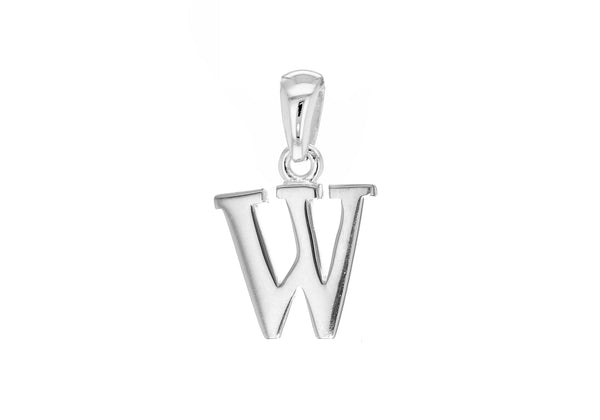 Sterling Silver 12.9mm x 19.8mm 'W' Initial Pendant