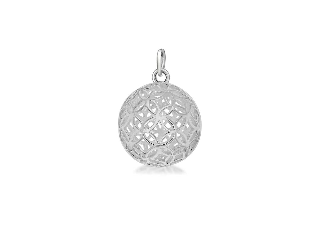 Sterling Silver 14.5mm x 21.5mm Filigree Ball Pendant