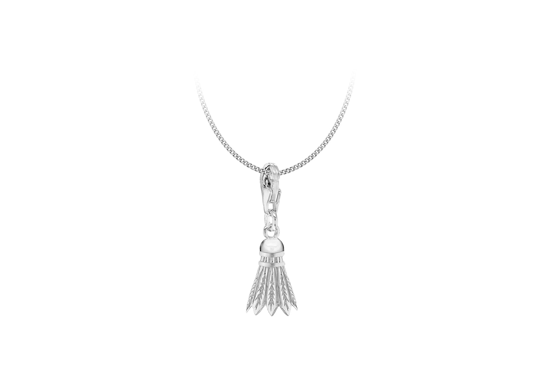 Sterling Silver Shuttlecock Lobster Charm Pendant 