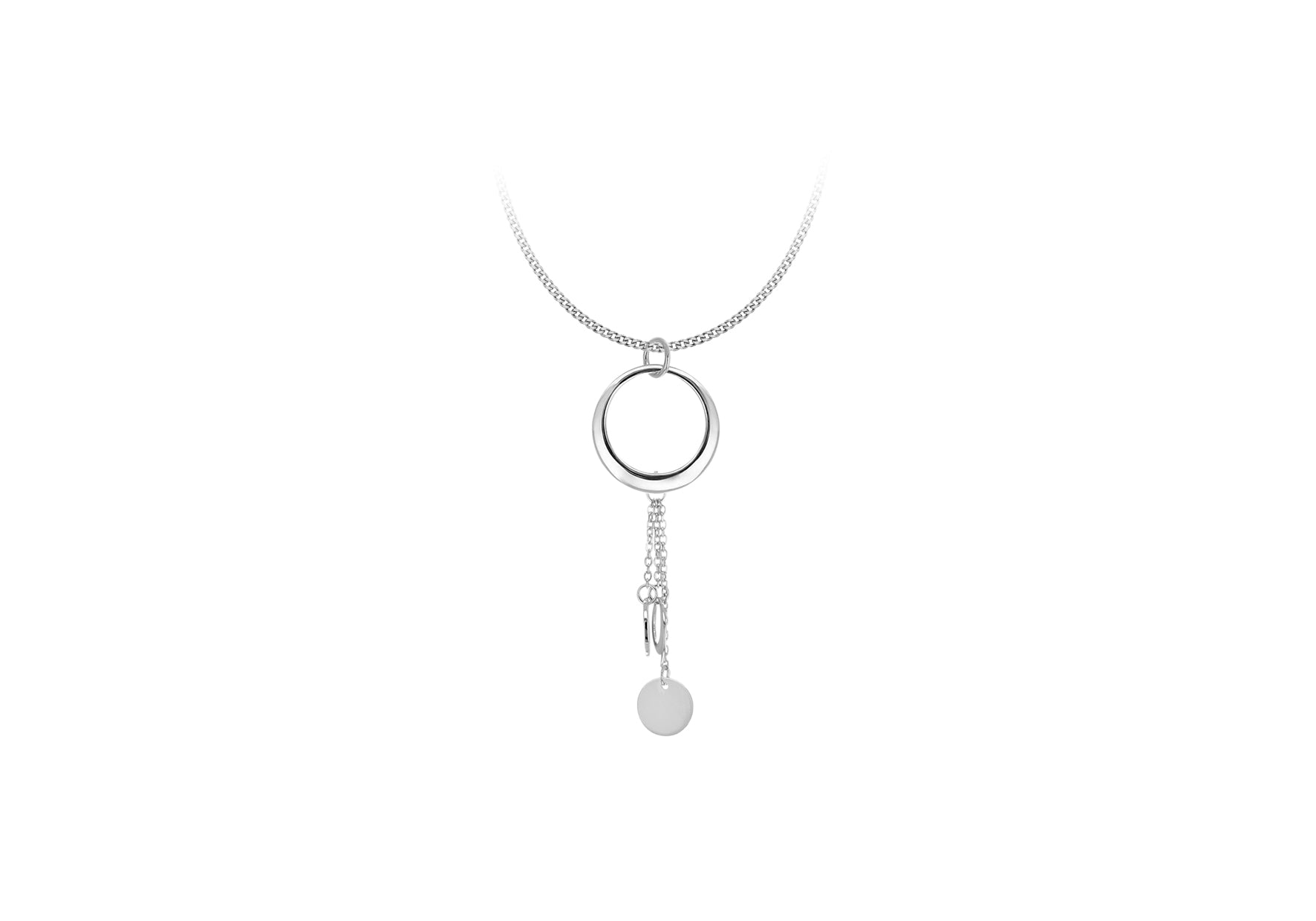 Sterling Silver 21.2mm x 66.3mm Multi Disc Pendant