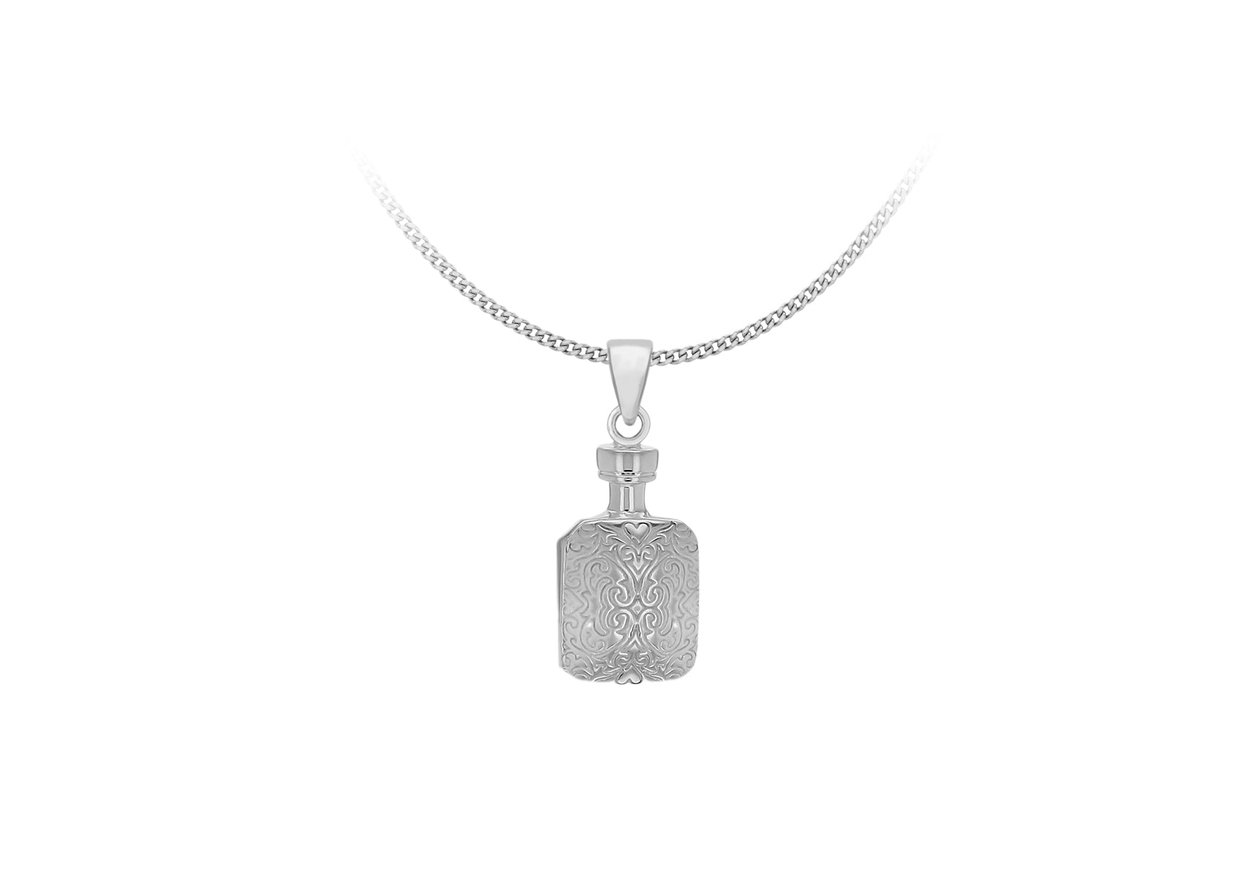 Sterling Silver 11.5mm x 26.5mm Patterned Perfume Bottle Pendant