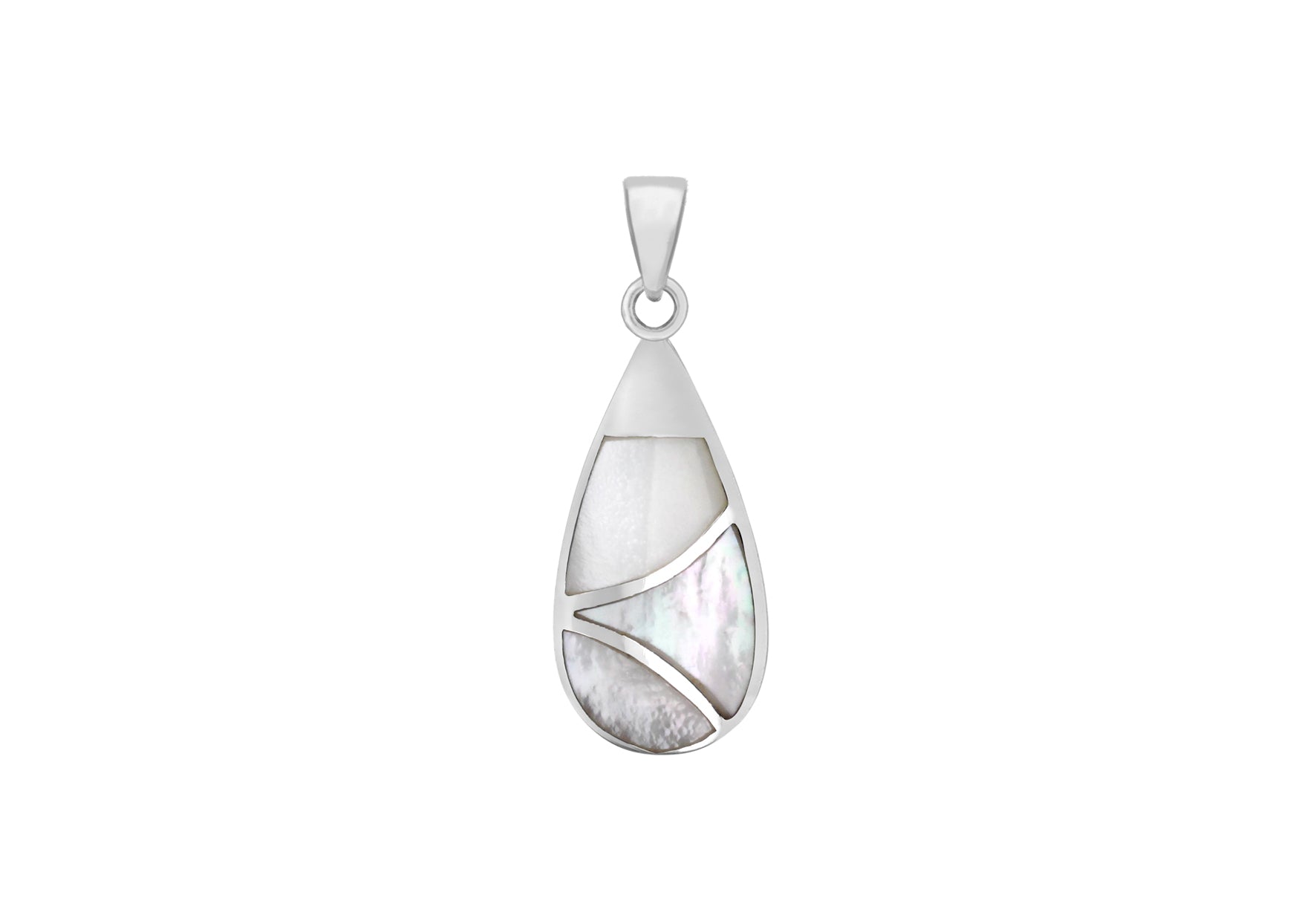 Sterling Silver Mother of Pearl Inlay Teardrop Pendant