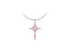 Sterling Silver Pink and White Zirconia  Ornate Cross Pendant